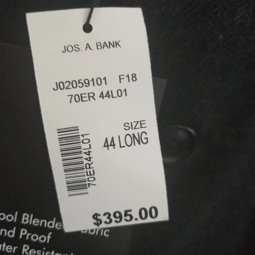 Jos. A. Bank Classic Charcoal Herringbone Classic Top Coat 44Long - Picture 3 of 12